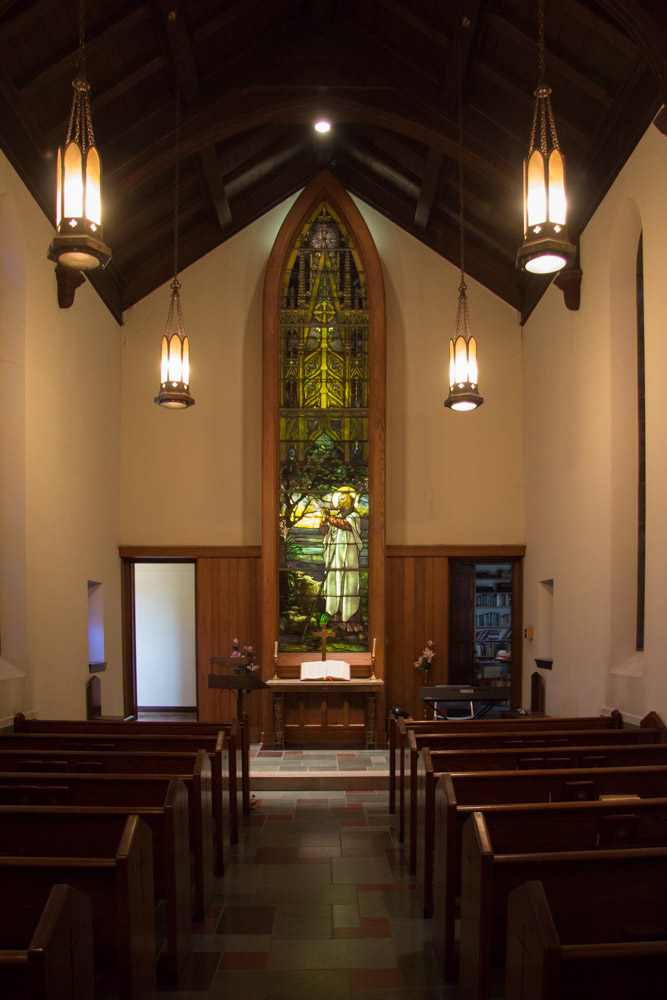 White Tiffany Window Chapel Back